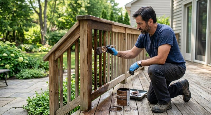 Wood Handrail Staining in Waco, TX