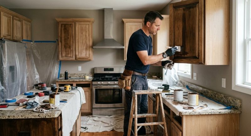 Kitchen Cabinet Staining in Bloomington, IN